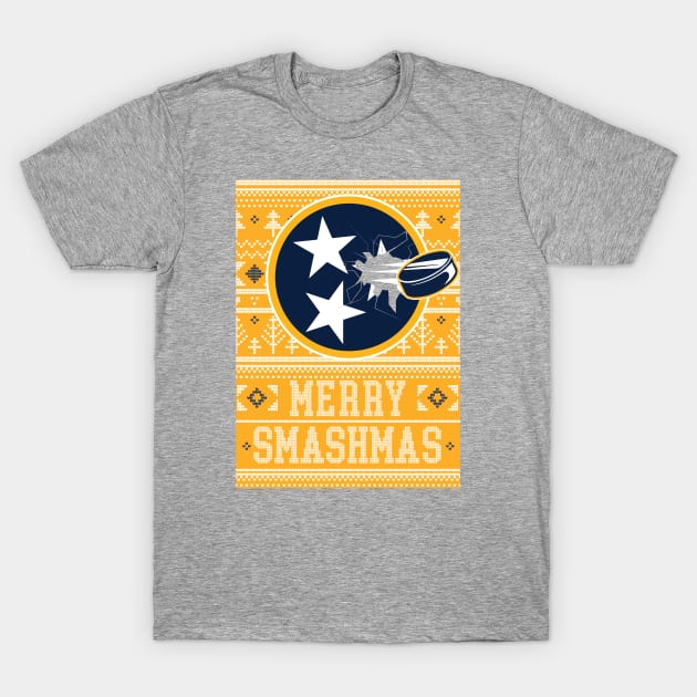 Nashville Predators Merry Smashmas Ugly Christmas Design T-Shirt by TheShirtGypsy